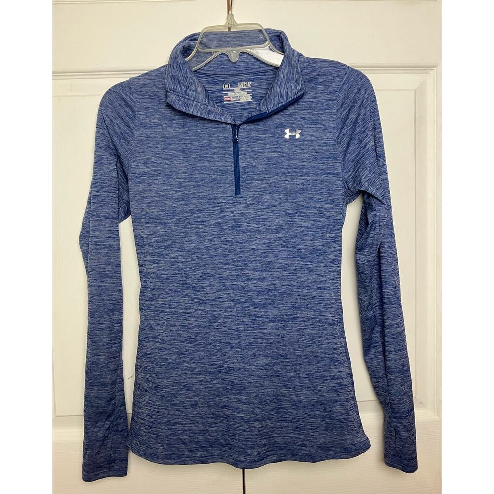 Under Armour Heat Gear Loose Fit 1/4 Zip Collared Blue Lightweight Women Size XS